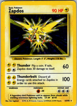 Zapdos - 16/102 - Pokemon Base Set Unlimited Holo Rare Card WOTC HP - Image 1