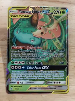 Venusaur & Snivy GX 1/236 Cosmic Eclipse NM Ultra Rare Pokemon Card - Image 1