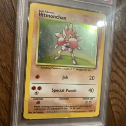 1999 Pokemon TCG Hitmonchan Base Set 7/102 Holo Unlimited Holo Rare PSA 8 - Image 4