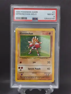 Pokemon TCG Hitmonchan Holo Rare Card Base Set 7/102 PSA 8 - Image 1
