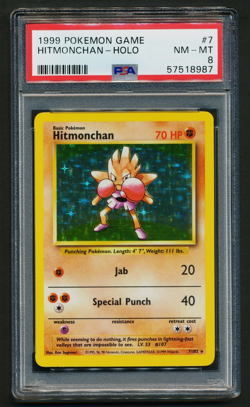 Hitmonchan 7/102 Holo Rare Pokemon 1999 Unlimited Base PSA 8 NM-MT - Image 1