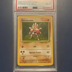 Pokemon TCG Hitmonchan Holo Rare Card Base Set 7/102 PSA 8 - Image 1