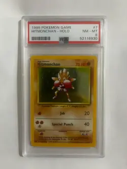 1999 Pokemon Base Set Unlimited Hitmonchan 7/102 Holo PSA 8 - Image 1