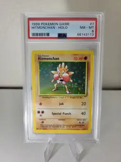 Pokemon TCG Hitmonchan Base Set Holo Rare Card 7/102 PSA 8 - Image 1