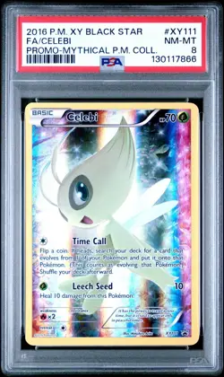 2016 POKEMON XY BLACK STAR PROMO MYTHICAL COLLECTION FULL ART/CELEBI PSA 8 XY111 - Image 1