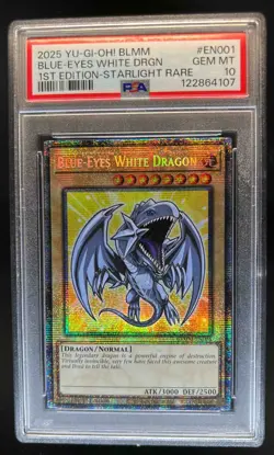 2025 Yu-Gi-Oh! BLMM Blue-Eyes White Dragon 1st Ed Starlight Rare #EN001 PSA 10 - Image 1