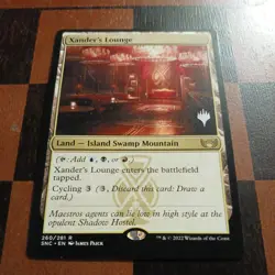 Mtg Xander's Lounge NM/M Promo Pack Streets of New Capenna Rare Land Card - Image 1