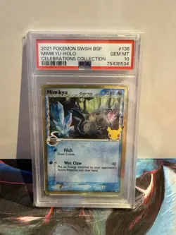 2021 POKEMON SWSH BLACK STAR PROMO #136 MIMIKYU-HOLO CELEBRATIONS PSA 10 - Image 1