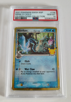 2021 POKEMON SWSH BLACK STAR PROMO #136 MIMIKYU-HOLO CELEBRATIONS PSA 10 - Image 1