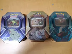 Pokemon TCG Walgreens Excl. Triple Whammy Tin Set Collector Tins Set of 3 Sealed - Image 1
