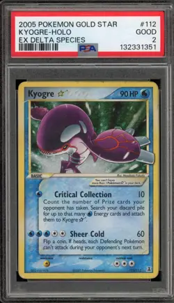 Pokemon Kyogre Gold Star EX Delta Species Holo Ultra Rare #112 PSA 2 - Image 1
