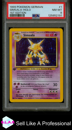 SIMSALA-HOLO 1ST EDITION POKEMON GERMAN 1999 1 PSA 8 - Image 1