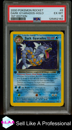 DARK GYARADOS-HOLO 1ST EDITION POKEMON ROCKET 2000 8 PSA 6 - Image 1