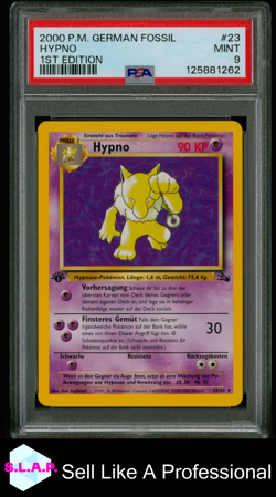 HYPNO 1ST EDITION POKEMON GERMAN FOSSIL 2000 23 PSA 9 - Image 1