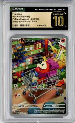 CGC Pristine 10 Pokemon TCG Fuecoco 201/193 Sv02: Paldea Evolved Holo IR - Image 1