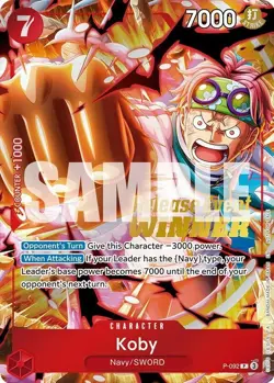One Piece TCG P-092 Koby Pre Release Winner Card Promo English Card - Image 1