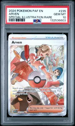 2024 Pokemon Paldean Fates Arven Full Art Holo Trainer #235 PSA 10 Gem Mint - Image 1