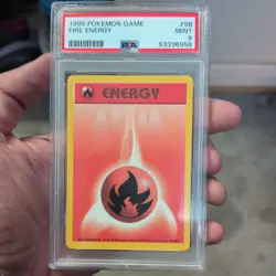 1999 POKEMON GAME BASE SET UNLIMITED 98 FIRE ENERGY PSA 9 MINT - Image 1