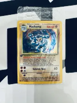 Pokemon TCG Machamp Holo Rare 8/102, 1st Edition Holo In Wrapper Factory Sealed - Image 1