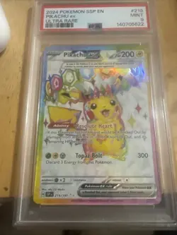 2024 Pokemon SSP En-Surging Sparks Ultra Rare #219 Pikachu EX PSA 9 - Image 1