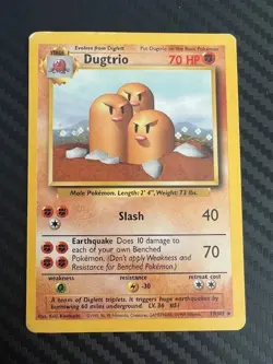 Pokemon TCG Dugtrio 19/102 Base Set Unlimited Non Holo Rare DMG - Image 1
