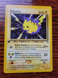 MP Pikachu 70/111 1st edition Neo Genesis Set Rare Vintage Pokemon Card - Image 1