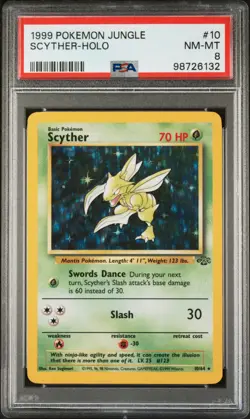 1999 POKEMON JUNGLE #10 SCYTHER-HOLO PSA 8 - Image 1