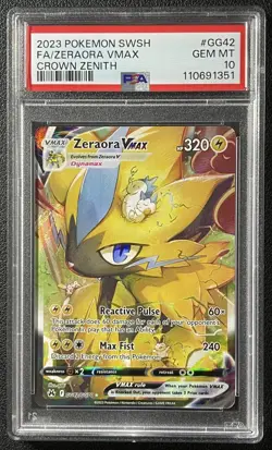 ZERAORA VMAX FA PSA 10 2023 POKEMON SWSH CROWN ZENITH #GG42/GG70 FULL ART 351 - Image 1