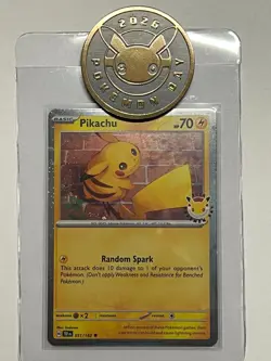 Pikachu Pokemon Day 2026 Cosmos Holo Promo TEF 051/162 Stamped NM - WITH COIN! - Image 1