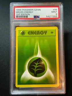 1999 Pokemon 1st Edition Shadowless Base Set - Grass Energy - PSA 9 - Image 1