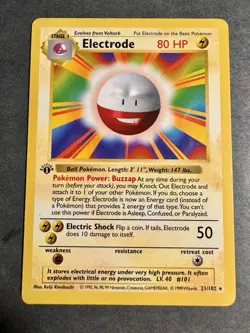 Electrode 21/102 1st Edition Shadowless Rare English Base Set Pokemon TCG - MP - Image 1