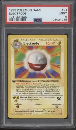 Electrode Pokemon Base Set 1st Edition #21 PSA 9 - Image 1