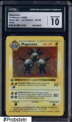 1999 Pokemon Base Set 1st Edition #9/102 Magneton Holo CGC 10 GEM MINT - Image 1