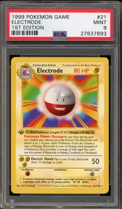 Pokemon Electrode Base Set Shadowless 1st Edition Rare #21 PSA 9 Mint - Image 1