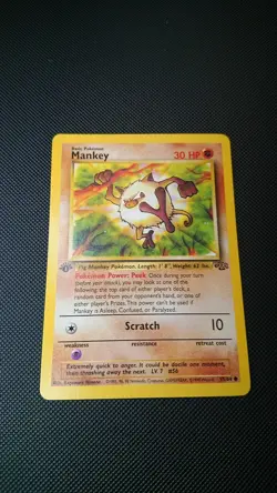 Pokemon Card TCG Mankey Jungle 1st Edition Common 55/64 Excellent Condition - Image 1