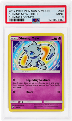 2017 Pokemon Sun and Moon Shining Legends Shining Mew Holo #40 PSA 9 - Image 1