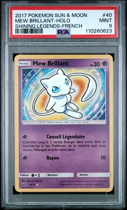 2017 POKEMON SUN & MOON SHINING LEGENDS FRENCH #40 MEW BRILLANT-HOLO PSA 9 - Image 1