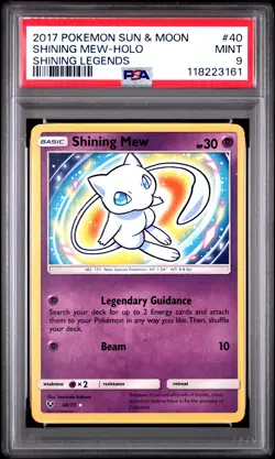 2017 POKEMON SUN & MOON SHINING LEGENDS #40 SHINING MEW-HOLO PSA 9 - Image 1