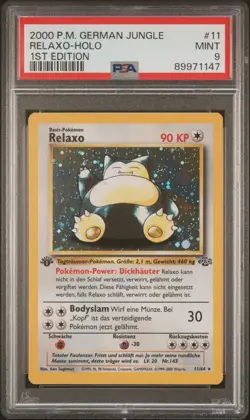 Pokemon TCG Relaxo 11/64 1. Edition Holo Dschungel Jungle Deutsch *CLEAN* PSA 9 - Image 1