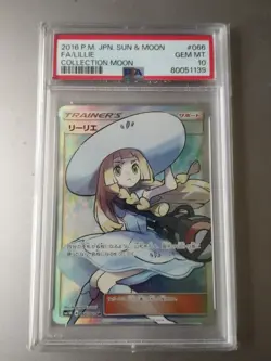 Carte Card Pokemon Trainer Dresseur Lillie 066 Sun And Moon Japanese 2016 PSA 10 - Image 1