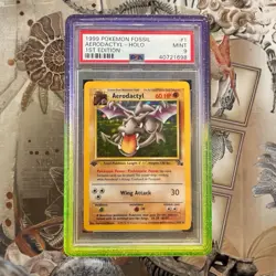 PSA 9 Aerodactyl 1/62 1st Edition Fossil Holo Pokemon Card - Image 1