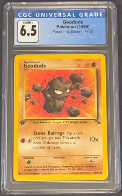 Geodude 1st Edition Fossil 47/62 Pokemon 1999 Vintage WOTC CGC 6.5 - Image 1