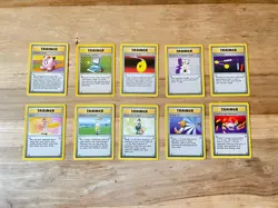 1999 Pokemon Unlimited Base Set Complete Rare Trainer Cards, Full 10 Unique Card - Image 1