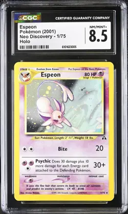 CGC 8.5 Espeon 2001 Neo Discovery 1/75 Holo SWIRL Pokemon Card psa - Image 1