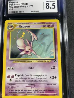 CGC 8.5 Espeon 2001 Neo Discovery 1/75 Holo SWIRL Pokemon Card psa - Image 3