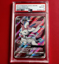 Pokemon Sylveon GX Full Art Ultra Rare Card 140/145 PSA 8 NM-MT Guardians Rising - Image 1