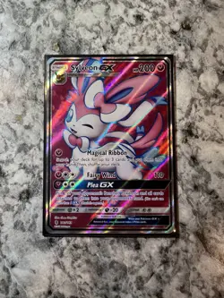 Sylveon GX (Full Art) 140/145 Sun & Moon Guardians Rising Holo Pokemon Card - Image 1