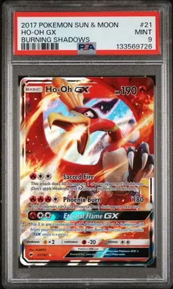 2017 Pokemon Sun & Moon Burning Shadows PSA 9 Ho-Oh GX Holo #21 MINT CONDITION - Image 1