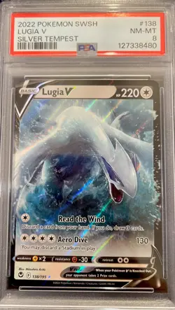 2022 POKEMON SWORD & SHIELD SILVER TEMPEST #138 LUGIA V PSA 8 - Image 1