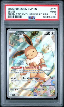 2025 POKEMON SVP PRISMATIC EVOLUTIONS ETB BLACK STAR PROMO #173 EEVEE PSA 9 - Image 1